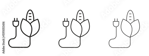 Biomass energy icon in trendy line style. icon illustrations