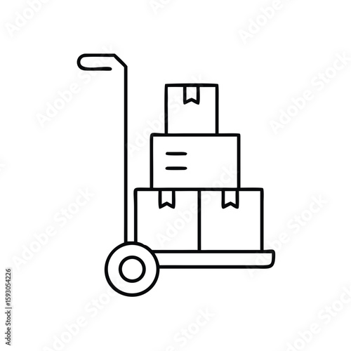 Hand truck with stacked boxes for efficient transport