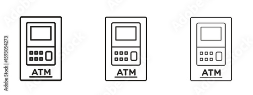 ATM machine icon in trendy line style. icon illustrations