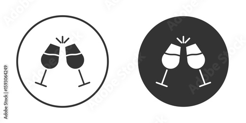 Wine toast icon. Black filled vector illustration. vector logo template
