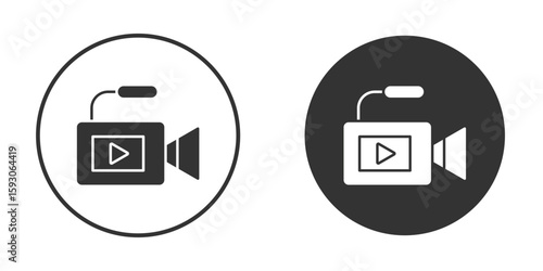 Video camera icon. Black filled vector illustration. vector logo template