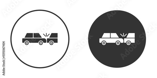 Rear end collision icon. Black filled vector illustration. vector logo template