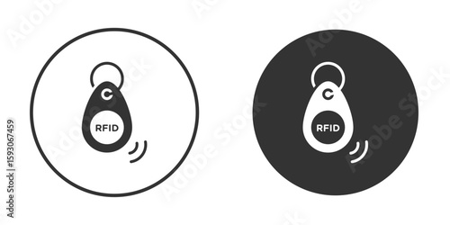 RFID key tag icon. Black filled vector illustration. vector logo template