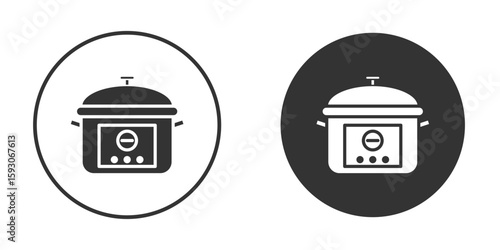 pressure cooker icon. Black filled vector illustration. vector logo template