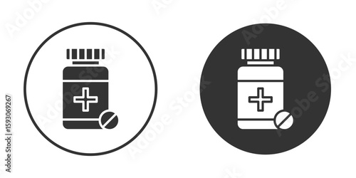 Medicine bottle icon. Black filled vector illustration. vector logo template