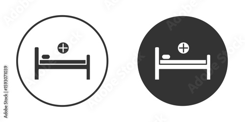 Hospital bed icon. Black filled vector illustration. vector logo template