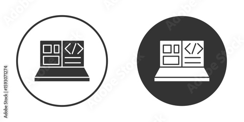 Front end icon. Black filled vector illustration. vector logo template