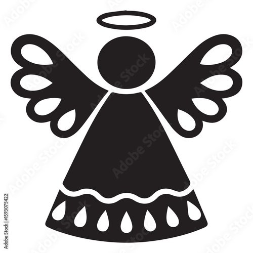 A serene angel silhouette with a halo symbolizes peace, faith, and divine protection during the christmas season