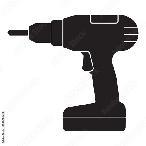 cordless drill icon silhouette vector