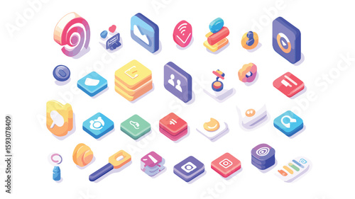 Social Media Marketing Object Element Set