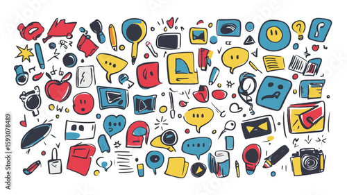 Social Media Reaction Doodle Wide Angle