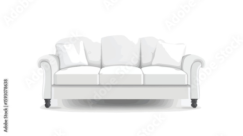 Modern White Sofa Centered in Wide Angle