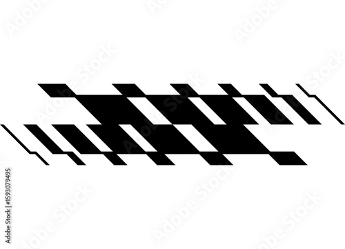 Vector dynamic pattern of black abstract shapes on a white background. Sports Vector background. Design element in digital style. For car body, boat, sportswear, toy