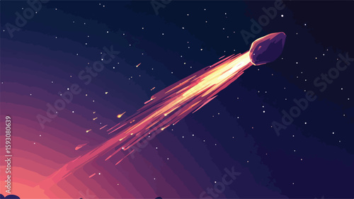 Speeding Comet Falls in Sparkling Sky