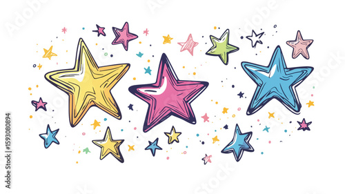 Shiny Stars Doodle Icon Illustration