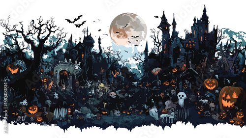 Eerie Halloween Night Scene Photography