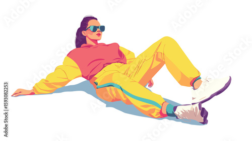 Active woman in wide-angle sportswear