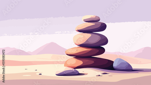 Zen Balance Stones Sand Background Art