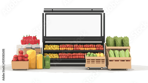 Supermarket Stand Billboard Mockup Grocery Store