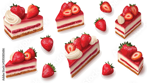 Strawberry Cake Design Element Set