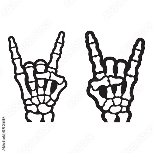 Skeleton hands rock and roll gesture heavy metal horns