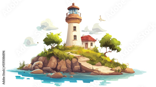 Summer Lighthouse Element Transparent Background