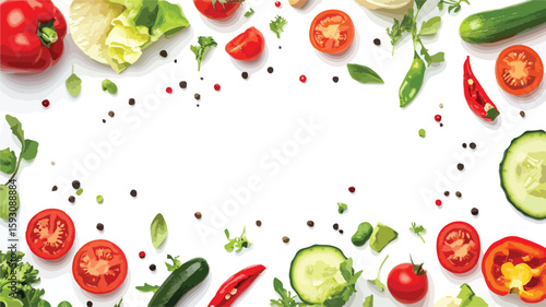 Fresh Vegetable Taco on White Background