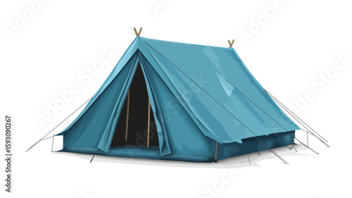 Detailed Tent Vector Illustration on White