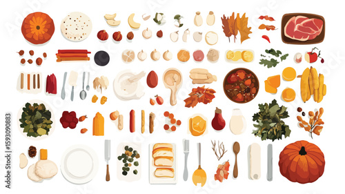 Thanksgiving Dinner Flatlay Elements