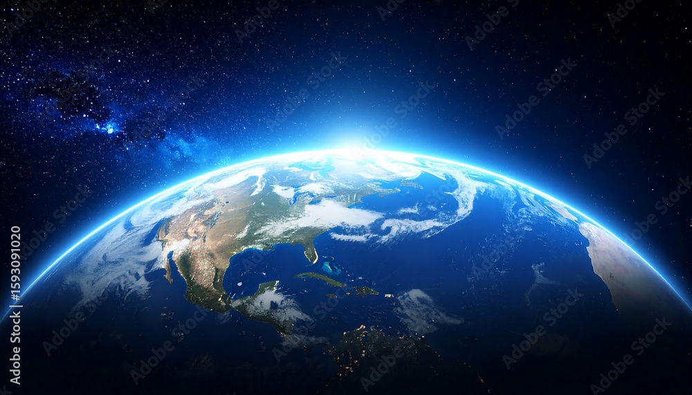 Obraz premium Earth from space, bright sunrise