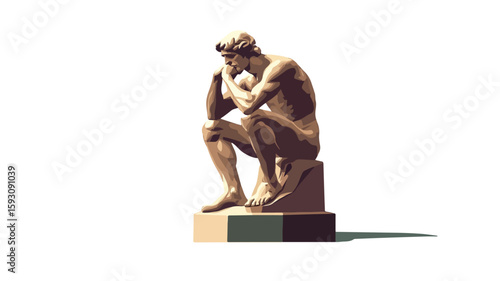 Contemplative Thinker Statue Art Sculpture Background