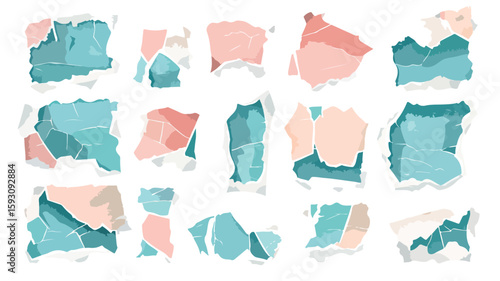 Torn Paper Stickers Ephemera Collage Set