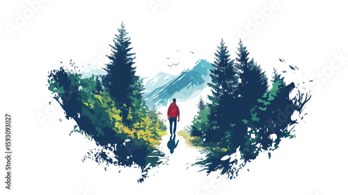 Exploring Mountain Forest Trail Backpacking Adventure