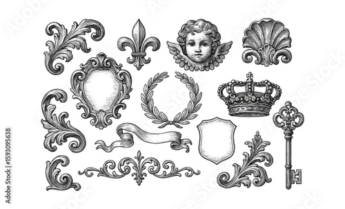 Vintage baroque decorative elements collection for elegant design projects