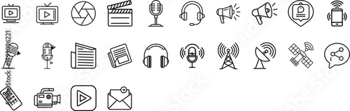 Digital Marketing & SEO Thin Line Icons Set – Outline Style Vector Collection for Website, Shop, Rating, Analysis, Creativity, Target & Keywords