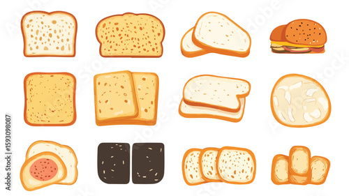 Sliced Bread Toast Vector Sandwich Isolated