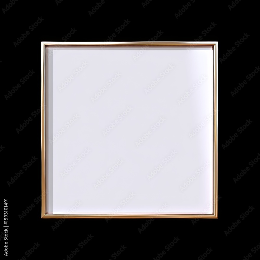 Obraz premium Empty Square Frame with Elegant Gold Border Isolated on Black Background Ideal for Artwork Displays or Custom Designs