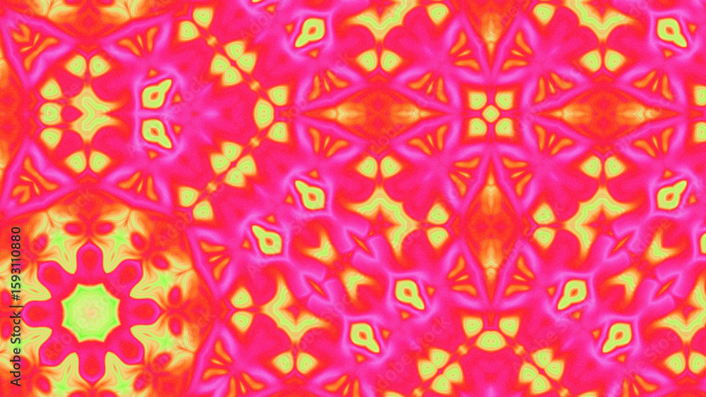 Fototapeta premium Abstract Radiant Burst with Soft Grain Texture, Symmetrical Glow Pattern in Psychedelic Style, Radiating Circular Abstract with Subtle Noise, Kaleidoscopic Starburst with Gradient Flow