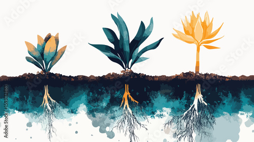 Planting Process Vector Illustration