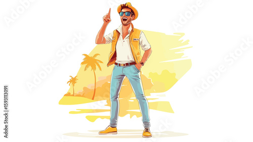 Summer Weather Reporter Vector Character