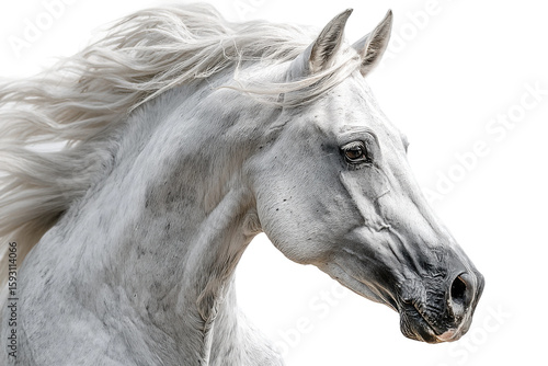 Wallpaper Mural Majestic white horse portrait studio animal photography close-up. Isolated on transparent background, png. Torontodigital.ca