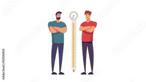 Sick Male Characters with Giant Thermometer