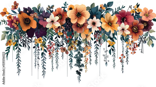 Colorful Hanging Floral Display Centerpiece