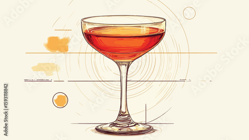 Classic Cosmopolitan Cocktail Glass Illustration