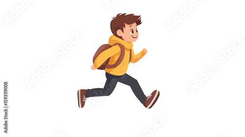 Charming Vintage Boy Running Child Illustration