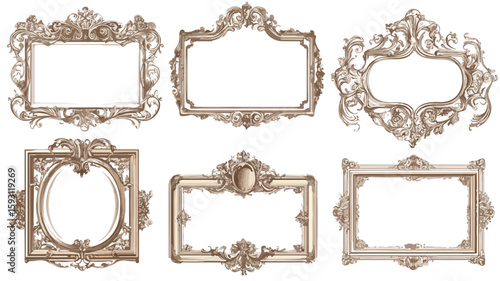Vintage Line Frame Collection Transparent PNG