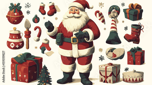 Vintage Santa Claus Cut Out Illustrations