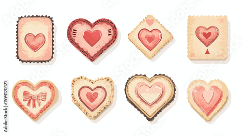 Vintage Valentine Stamp Element Set