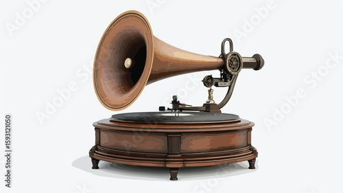 Vintage Gramophone Technology Wide Angle View