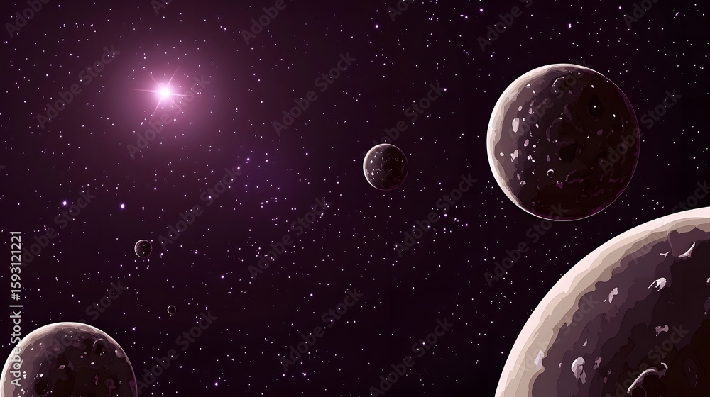 Naklejka premium Cosmic Landscape Planets Stars Nebula Deep Space Exploration